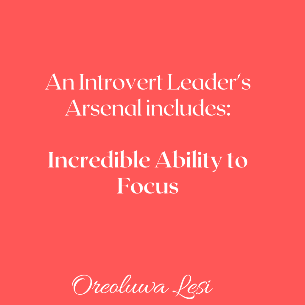 Postcard with text: An Introvert Leader’s Arsenal includes: Ability to Put Ego Aside
